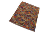 Flat Weave Kilim Antique Navaho Vintage handmade Geometric Kilim Brown Tan Hand-Woven Rectangle 100% Wool Area Rug 5x6